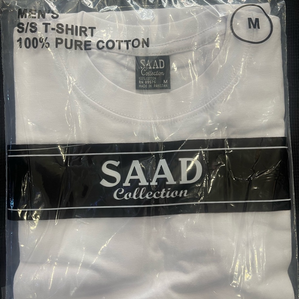 SD Collection Men's White T-Shirt Médium Six pcs